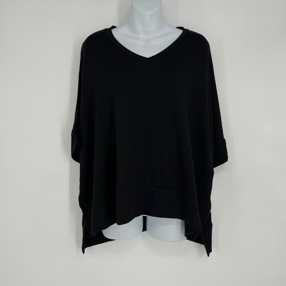 Stylus Women's Black Modal Blend  V-Neck Oversized Top X-Large‎